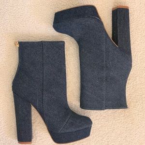 Denim boot heels